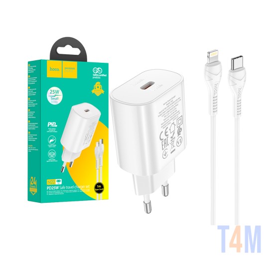 Hoco N22 Jetta PD25W Type-C to Lightning Charger 1m Cable White